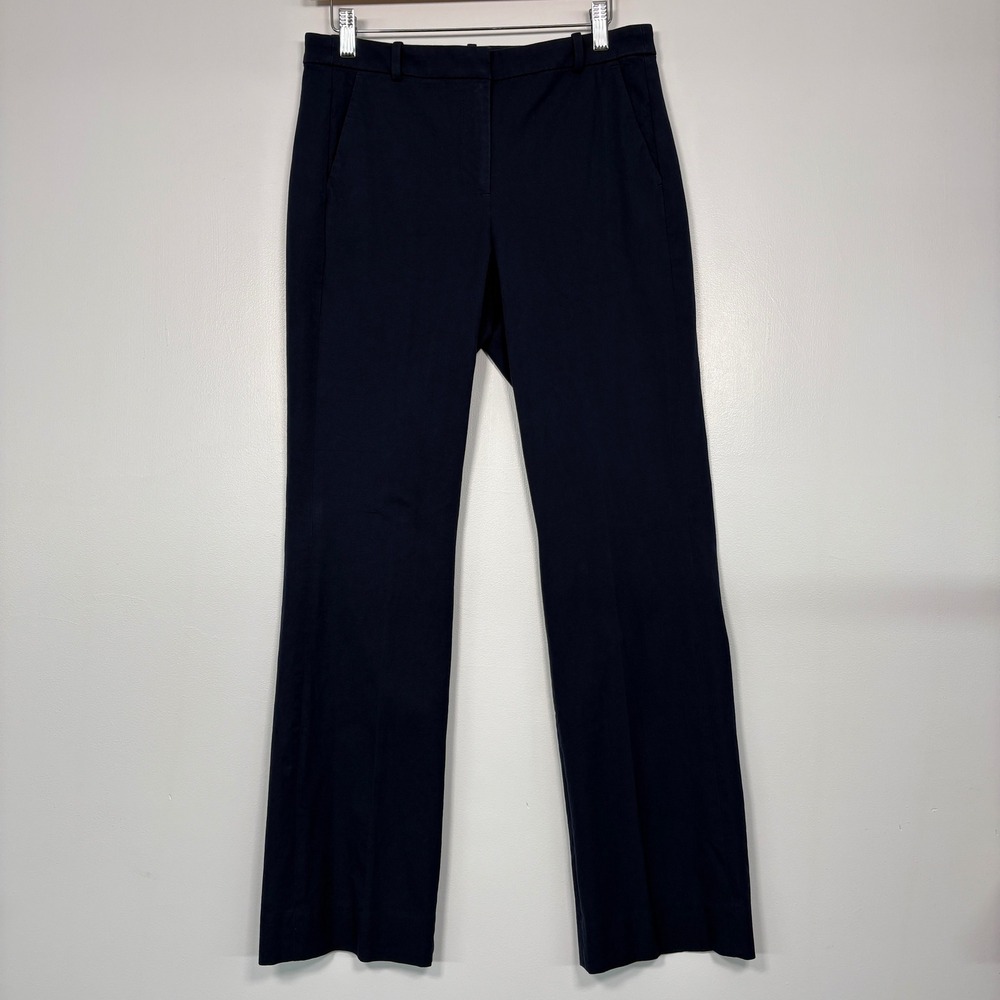 J.Crew Women Dress Pants 4T Navy Blue Straight Leg Tall Cotton Blend Stretch
